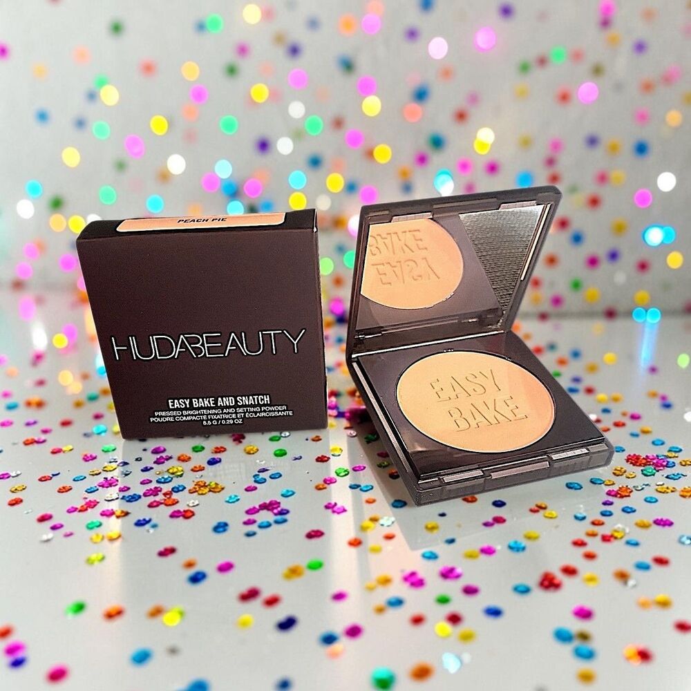 HUDA BEAUTY Easy Bake & Snatch Pressed Brightening Powder PEACH PIE NIB 0.29 oz